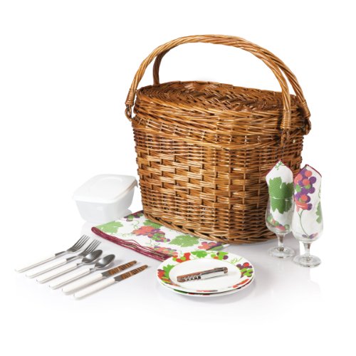 Picnic Time 322-31-124 Romance- Willow Natural with Nouveau Grapes Picnic Basket