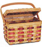 Quickway Imports QI003047 Chipwood Picnic Rectangle Basket with Burgundy Stripes