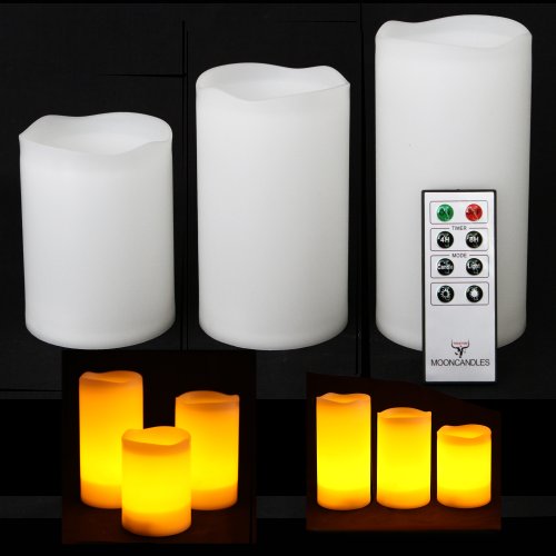 Frostfire Mooncandles – 3 Weatherproof Outdoor and Indoor Candles with Remote Control & Timer