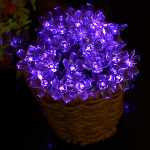 INST Solar Powered 50 LED Peach Blossom String Light for Outdoor and Indoor Use (Purple)