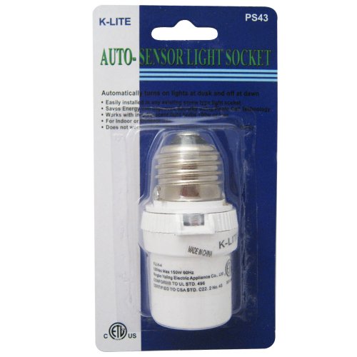 Auto Sensor Dusk Dawn Photocell Light Control Screw In Bulb Socket Adjustable Wt