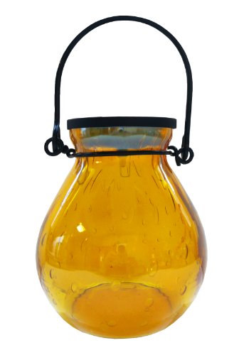 Allsop Home and Garden Solar Bubble Glass Lantern, Amber, 1-Count
