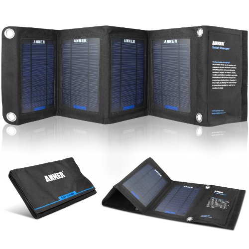 Anker® 14W Solar Panel Foldable Dual-port Solar Charger for 5V USB-charged Devices Including GPS Units, iPhone, iPad, Android Phones and Android Tablets