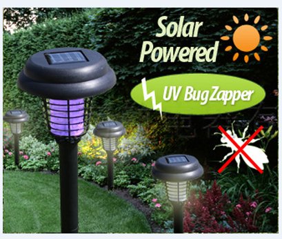 Rextin High quality Outdoor YJ-1053 Solar UV Bug Zapper + LED Light Bright , mosquitoes and other small flying insects Killer Garden Lights