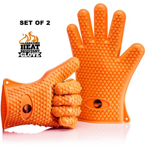 The Amazing Heat Resistant Silicone Kitchen and BBQ Gloves Provide Unsurpassed Quality – Ideal for Inside Oven Cooking or Outside Bbq Grilling. Avoid Dangerous and Painful Burns with These Cooking Gloves. Your Ultimate Protection for High Temperatures and More Efficient Than Potholders. Flexible, Versatile, and Engineered with a Superb Grip. The Amazing Heat Resistant Kitchen and Grill Glove Is Waterproof, Dishwasher Safe, and Outperforms Oven Mitts & Any Other Related Product. 100% MONEY BACK GUARANTEE! (ORANGE)