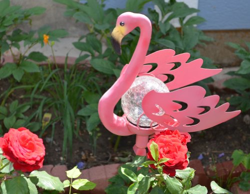 Solar Wholesale SGOL1LB305 Solar Glass Globe Light with Pink Flamingo for Outdoor Garden Decor