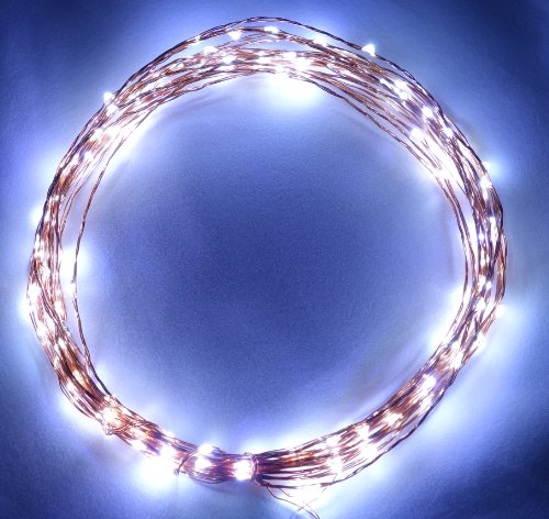 Starry String Lights with 120 COOL WHITE / DIAMOND LED Lights on COPPER WIRE 20 Feet By Deneve® – Lit Length of Strings of Lights 20 Feet (20 Ft / 6 M) – Total Length of Strings 32 Feet (32 Ft / 10 M) – Bright Diamond Cool LED Lights Perfect for Accenting Your Patio, Backyard, Bedroom, Living Room – LED Light Strings Ideal for Outdoor Holiday Dressing or for a Last-minute Dancing Party – String Lights Outdoor and Indoor Usage – Your Purchase Supports Charity – 3 Year 100% Satisfaction Guarantee!