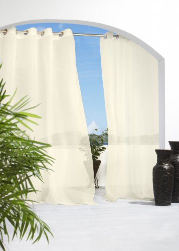 Outdoor Decor Escape 54 by 108-Inch Voile Grommet Top Panel, Ivory