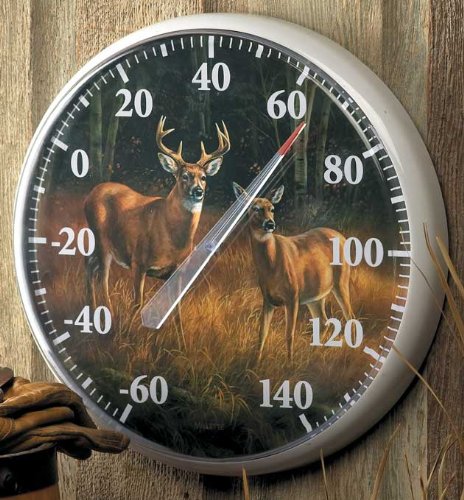 Wild Wings October Mist Whitetail Deer Thermometer