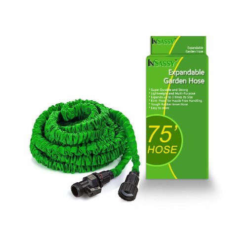 InSassy (TM) Green Gardener Expanding Hose, 75 Feet