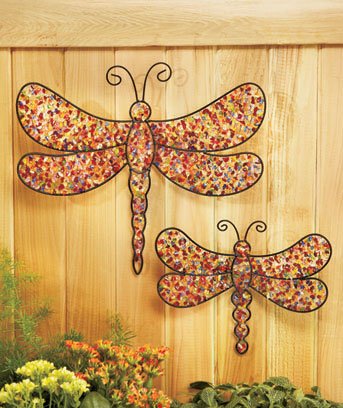 Set of 2 Dragonfly Beaded Garden Wall Decoration Set of 2 Dragonfly Beaded Garden Wall Decoration