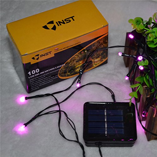 INST Solar Powered LED String Light, Ambiance Lighting, Great for Outdoor Use in Patio, Pathway, Garden, Indoor Use in Party, Bedroom Decor (Pink, 55 ft.100 lights)