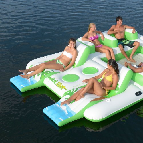 Blue Lagoon Inflatable Island Pool Float Holds 6 Person