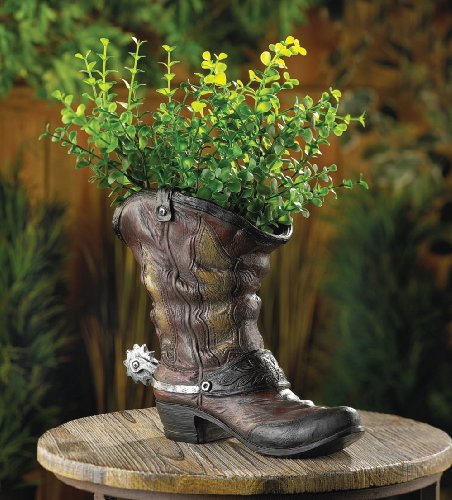 10015324 Wholesale Spurred Cowboy Boot Planter Garden Decor Decoration Outdoor Front Yard Frontyard Home House Grass Flowers