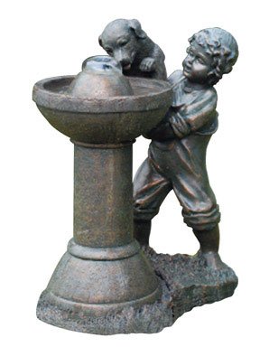 Beckett Fountains 7202210 Boy with Dog At Fountain