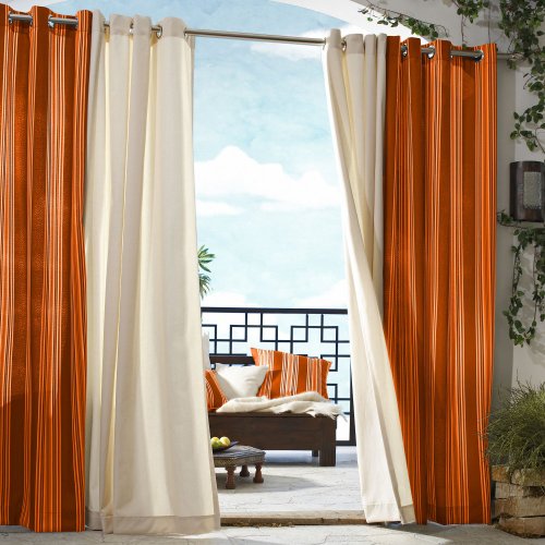 Outdoor Décor Stripe Grommet Curtain Single Panel Size: 84″ H x 50″ W
