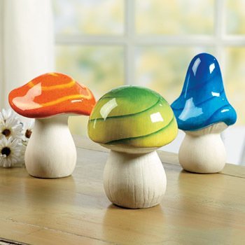 Swirl Color Mushroom Yard Art Decor Set 3 Terra Cotta