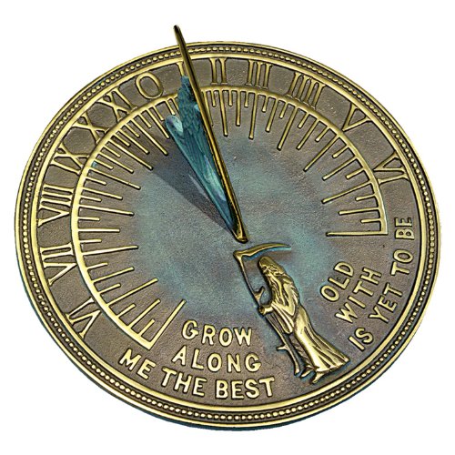 Rome RM2345 Brass Father Time Sundial with Verdigris Highlights