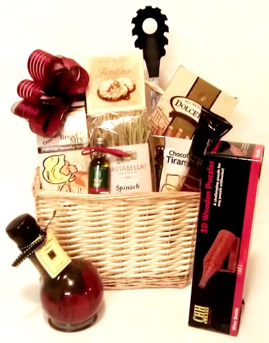 Tuscan Picnic Basket with Wooden Wine Bottle Puzzle