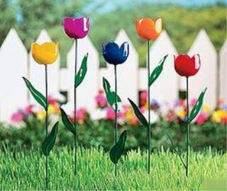 TULIP lawn garden plant stake YARD ORNAMENTS flower art