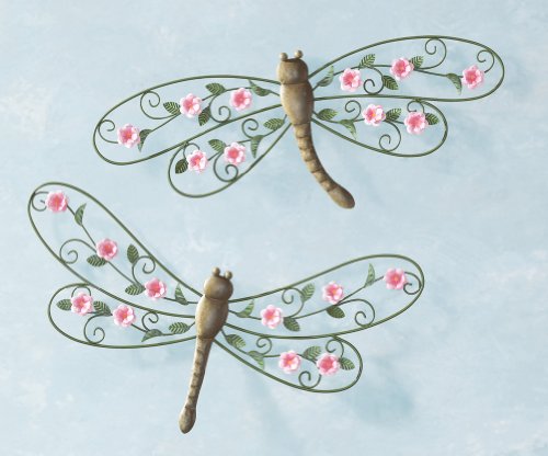 Scrolling Metal Dragonfly Hanging Wall Decor Wing Up