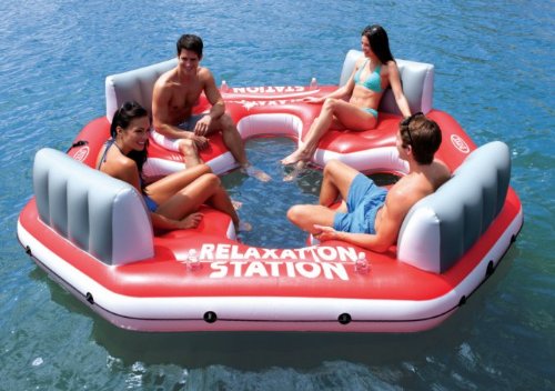 INTEX Pacific Paradise Relaxation Station Water Lounge 4-Person River Tube Raft