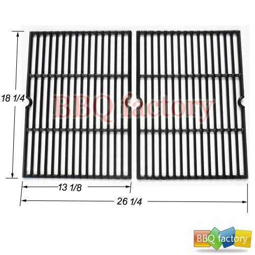 66652 Porcelain Cast Iron Replacement Cooking Grid Grate for Select Gas Grill Models By Charbroil, Coleman and Others, Set of 2