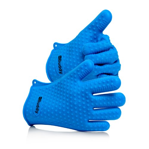 ezBuddy Silicone BBQ Grill Gloves – SAVE 63% TODAY – Comes with 2 Gloves – Versatile Kitchen & Outdoor Gloves For Use As Heat Resistant Cooking Gloves or Potholder Due To Its Silicone Construction – Maximum Grip – Protect Your Hands With Confidence and Avoid Injury With Waterproof Five Finger Grip by ezBuddy