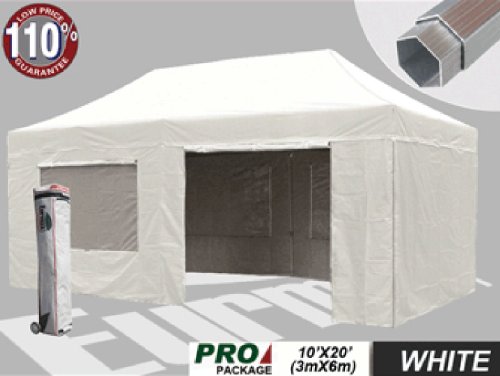 Eurmax Professional 10 x 20 Ez Pop up Canopy Party Tent Outdoor Gazebo Aluminum Frame Commercial Grade Bonus Roller Bag (White)