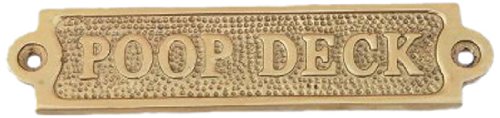 Handcrafted Nautical Decor Solid Brass Poop Deck Sign, 6″, Brass