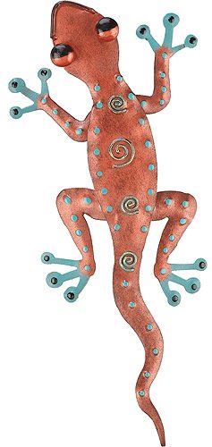 Tropical Rainforest Gecko Lizard Metal Wall Art Decor- Copper