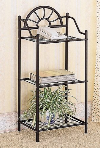Coaster Garden Plant / Phone Stand Corner Table, Black Wrought Iron