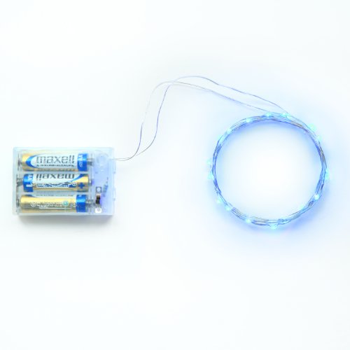Rtgs Micro LED 20 Super Bright Blue Color Lights Battery Operated on 7 Ft with 4″ spacing Long Silver Color Ultra Thin String Wire [NEWEST VERSION] + 100% RTGS Products Satisfaction Guarantee
