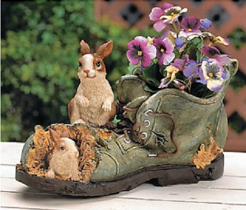 Shoe-Shaped Planter With Bunnies – Party Decorations & Yard Decor