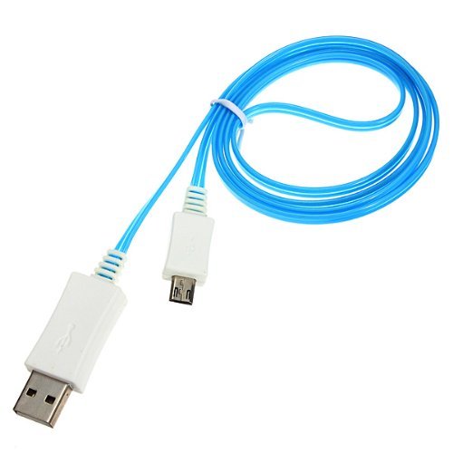 Blue Visible LED USB Charger Data Sync Cable for Android Sony Samsung S4/3 HTC