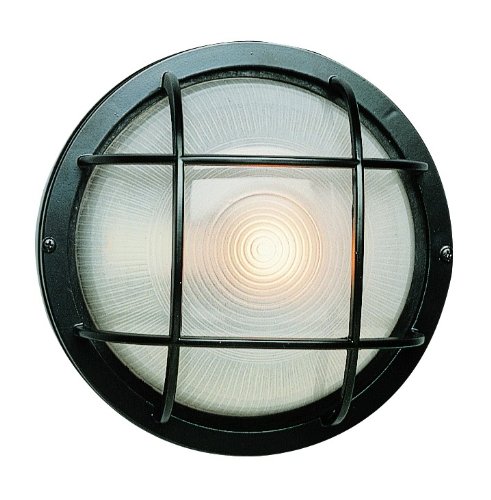 Trans Globe Lighting 41505 BK 8-Inch 1-Light Outdoor Medium Round Bulkhead, Black