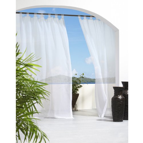 Outdoor Decor Escape Velcro Tab Top Curtain Panel-White, 54 x 108″