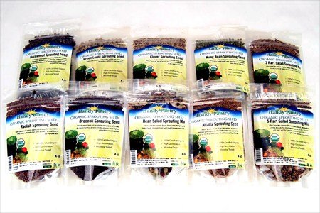 Sprouting Seed Super Sampler- Organic- 2.5 Lbs of 10 Different Delicious Sprout Seeds: Alfalfa, Mung Bean, Broccoli, Green Lentil, Clover, Buckwheat, Radish, Bean Salad & More