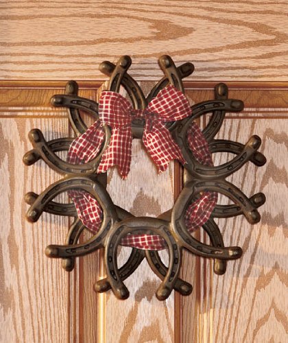 Decorative Horseshoe Wreath Western Wall Hanging Indoor Outdoor Decor Country Primitive Home Accent