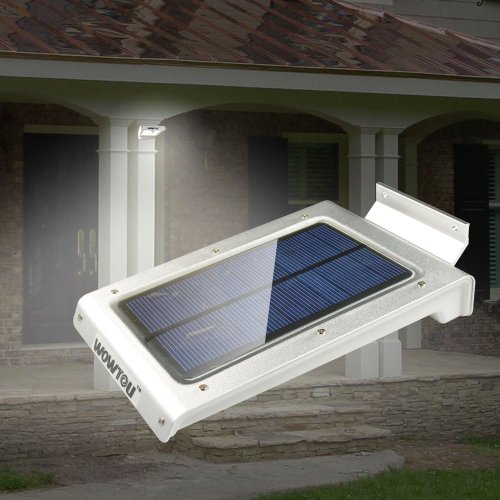 WOWTOU(TM) Big Size Wall Mounted Home security Wireless Solar Panel Powered Spotlight 46 Bright LED PIR Induction Motion Sensor Detector Outdoor Garden Porch Path Post Light, Weatherproof, No Batteries Required