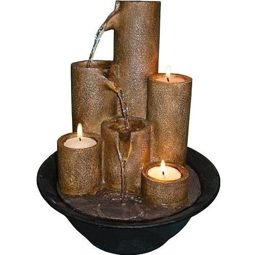 Tabletop Fountain with Three Candles