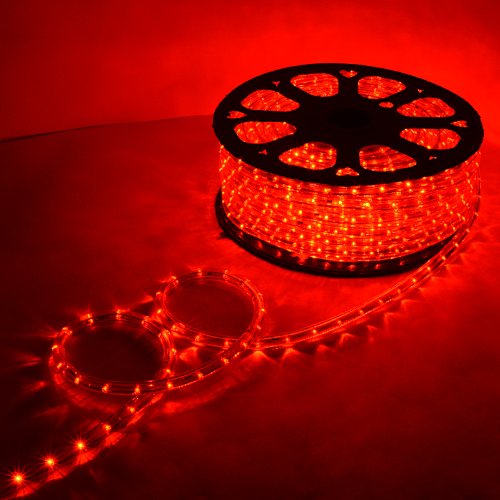 Hot Red Hitlight Cuttable 150ft LED Stripe Light Christmas Halloween Decoration Business Signs Garden Fence Stairs Ceiling Decor 110V-120V Indoor Outdoor