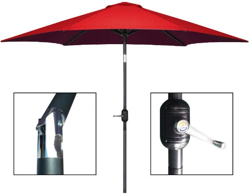 10 ft Aluminum Outdoor Patio Umbrella Market Yard Beach w/ Crank Tilt (Red)