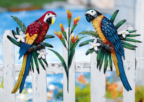 Tropical Parrot Fence Decor Outdoor Decoration