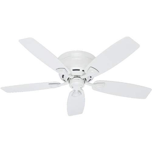 Hunter 53119 Sea Wind 48-inch ETL Damp Listed, White Ceiling Fan with Five White Plastic Blades
