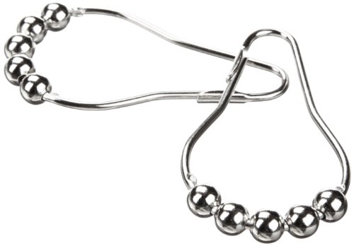 Heavy Duty Roller Shower Curtain Rings, Polished Chrome Clipperton RollerRings®, Set of 12