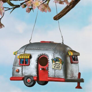 Camper Birdhouse Trailer Bird House Airstream style Rv Home Decor Yard Garden Porch Patio Country