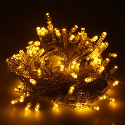 Generic 10m 32.8ft 100 LED IP 44 Waterproof Cozy Decoration Fairy String Light for Outdoor Indoor Room Garden Home Christmas Party Decoration Wedding Holiday Patio Backyard Bedroom Living Room (Yellow)