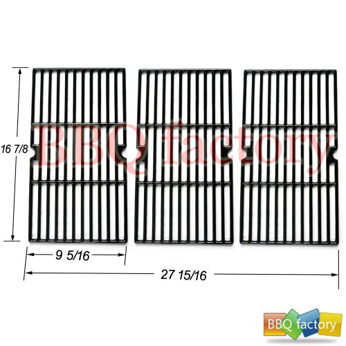 68763 Porcelain Cast Iron Cooking Grid Grate Replacement for Select Gas Grill Models by Charbroil, Kenmore and Others, Set of 3