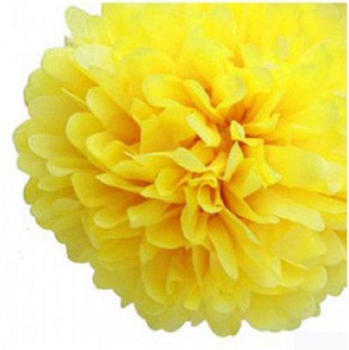 10pcs Tissue Paper Pom-poms Flower Ball Wedding Party Outdoor Decoration (Yellow)